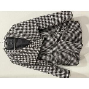 Mo-Ka black and white houndstooth Pea Coat, Women's Medium